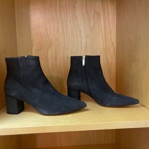 NEW L'Agence Dark Grey Jeanne II Block Heel Bootie, Size 38.5